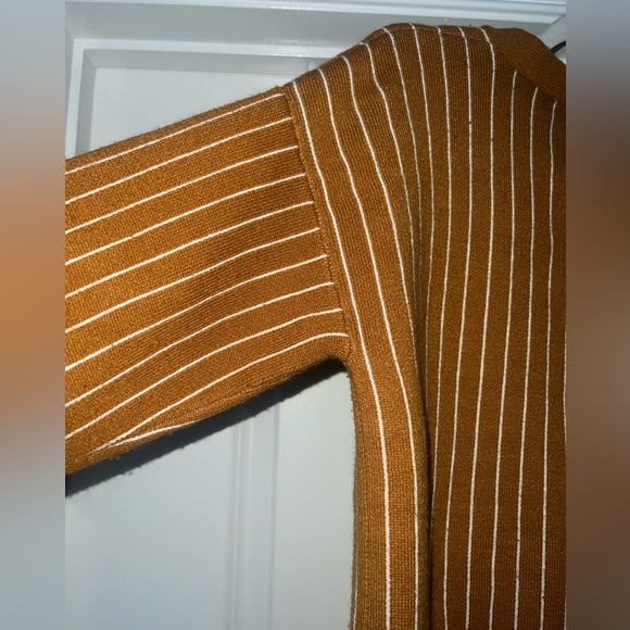 Forever 21 Goldenrod Striped Button-Down Cardigan Sweater - Picture 3 of 7